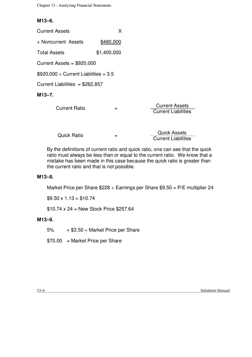 Chapter 13 Analyzing Financial Statements Mini-Exercises - Page 2