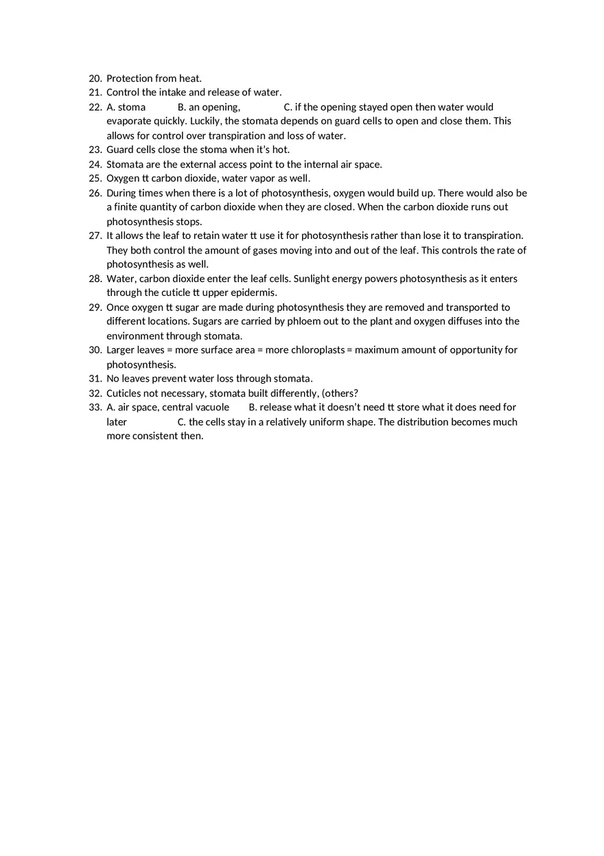Photosynthesis What is in a Leaf Answers - Page 2