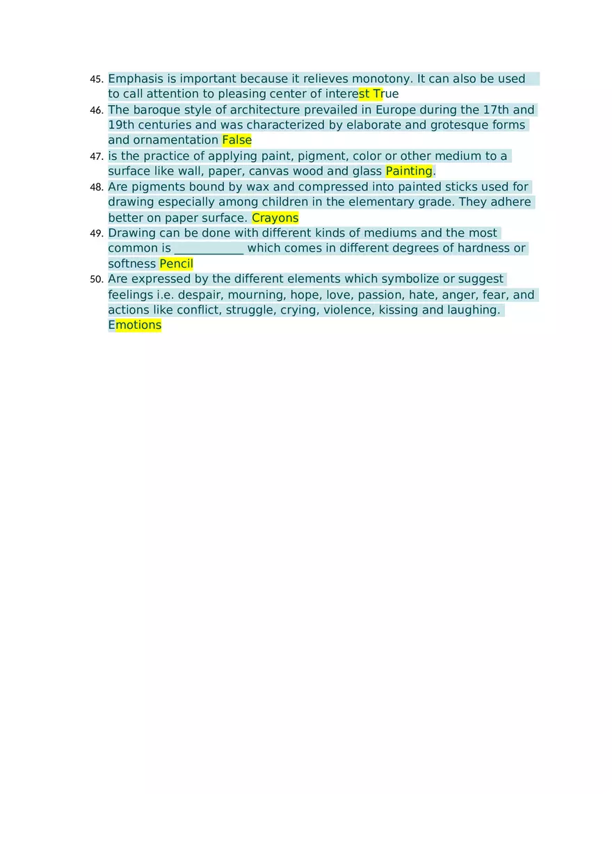 Art Appreciation Final Exam - Page 4