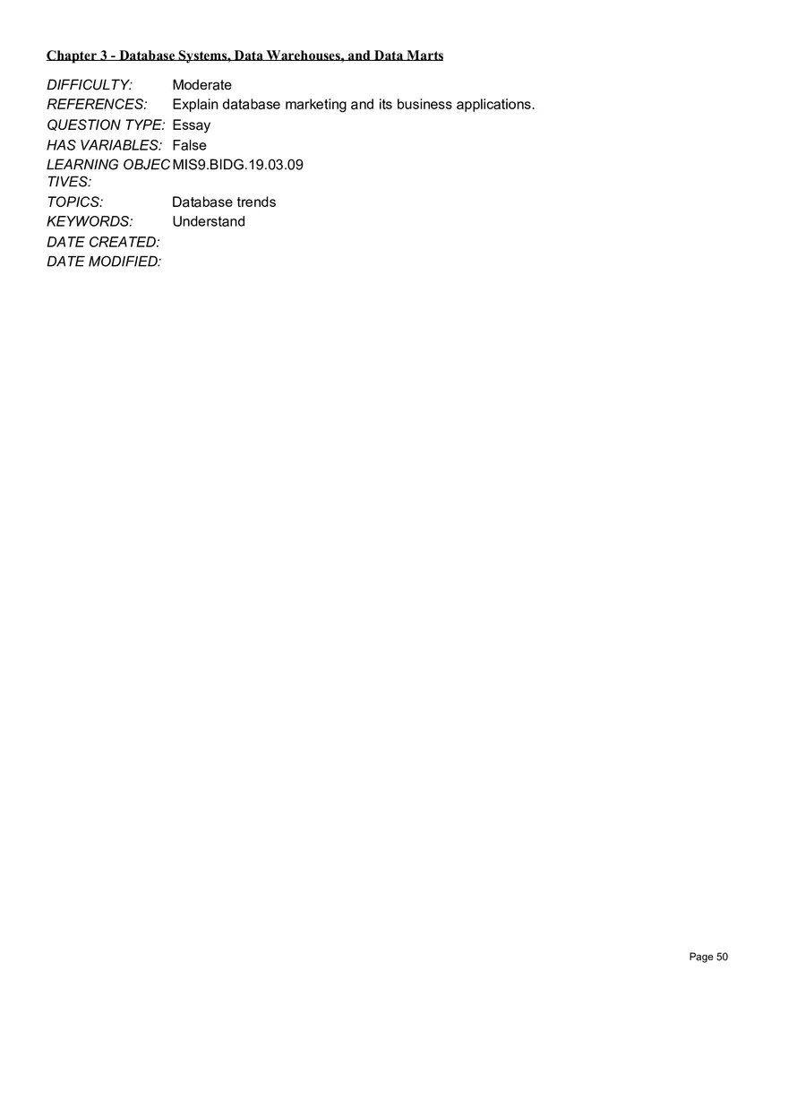 Chapter 3 Database Systems, Data Warehouses, and Data Marts Essay - Page 10