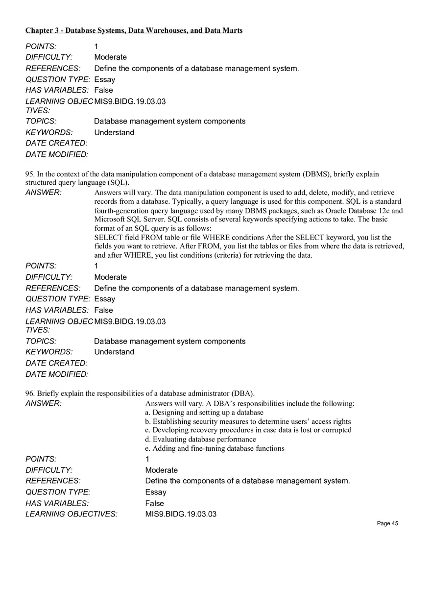 Chapter 3 Database Systems, Data Warehouses, and Data Marts Essay - Page 5