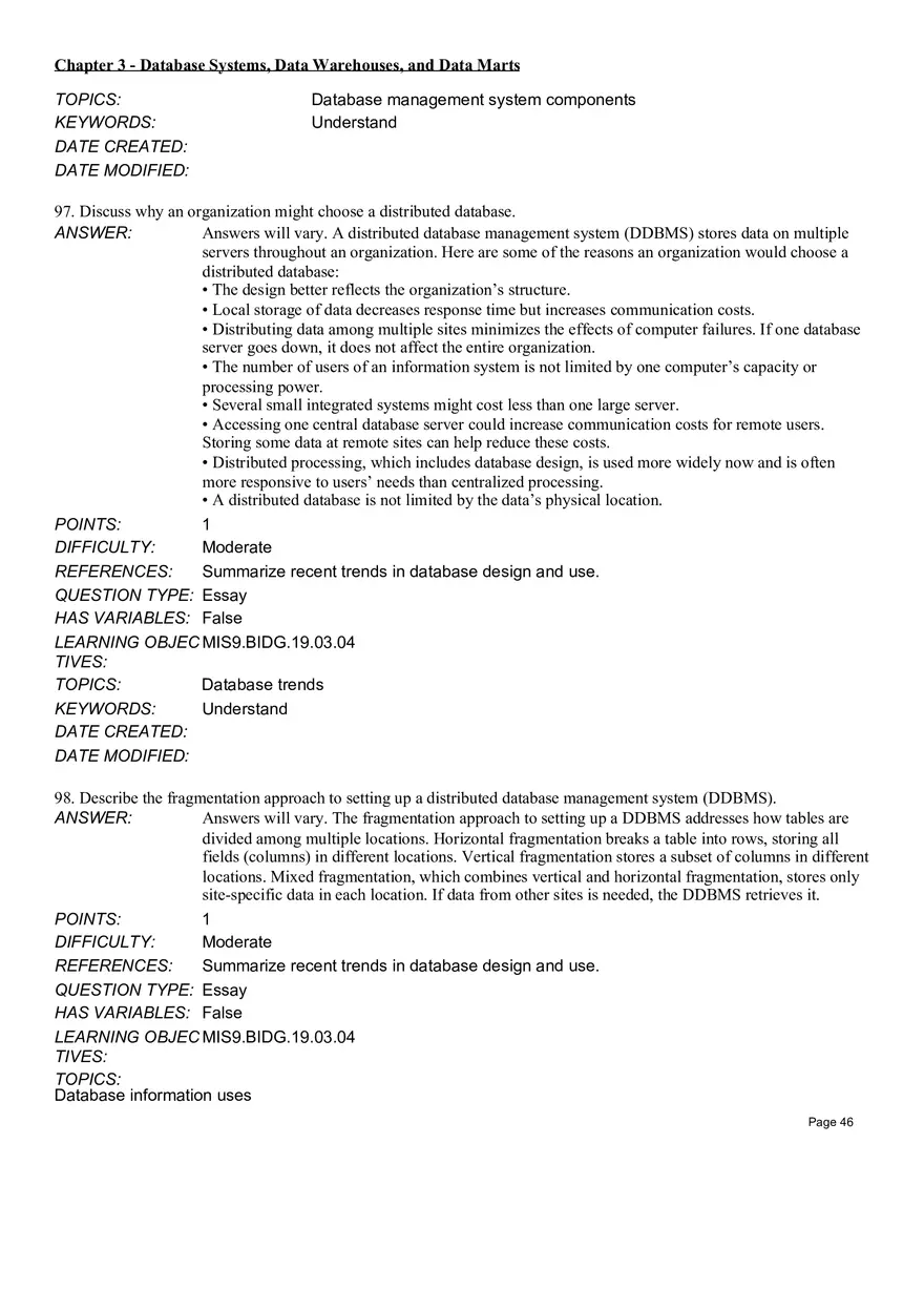 Chapter 3 Database Systems, Data Warehouses, and Data Marts Essay - Page 6