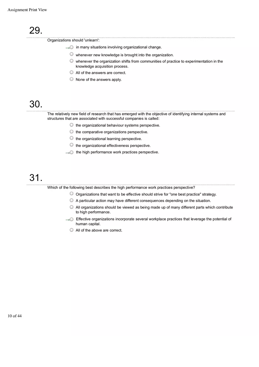 Organizational Behavior Ch 1 Multiple Choice 1 - Page 10