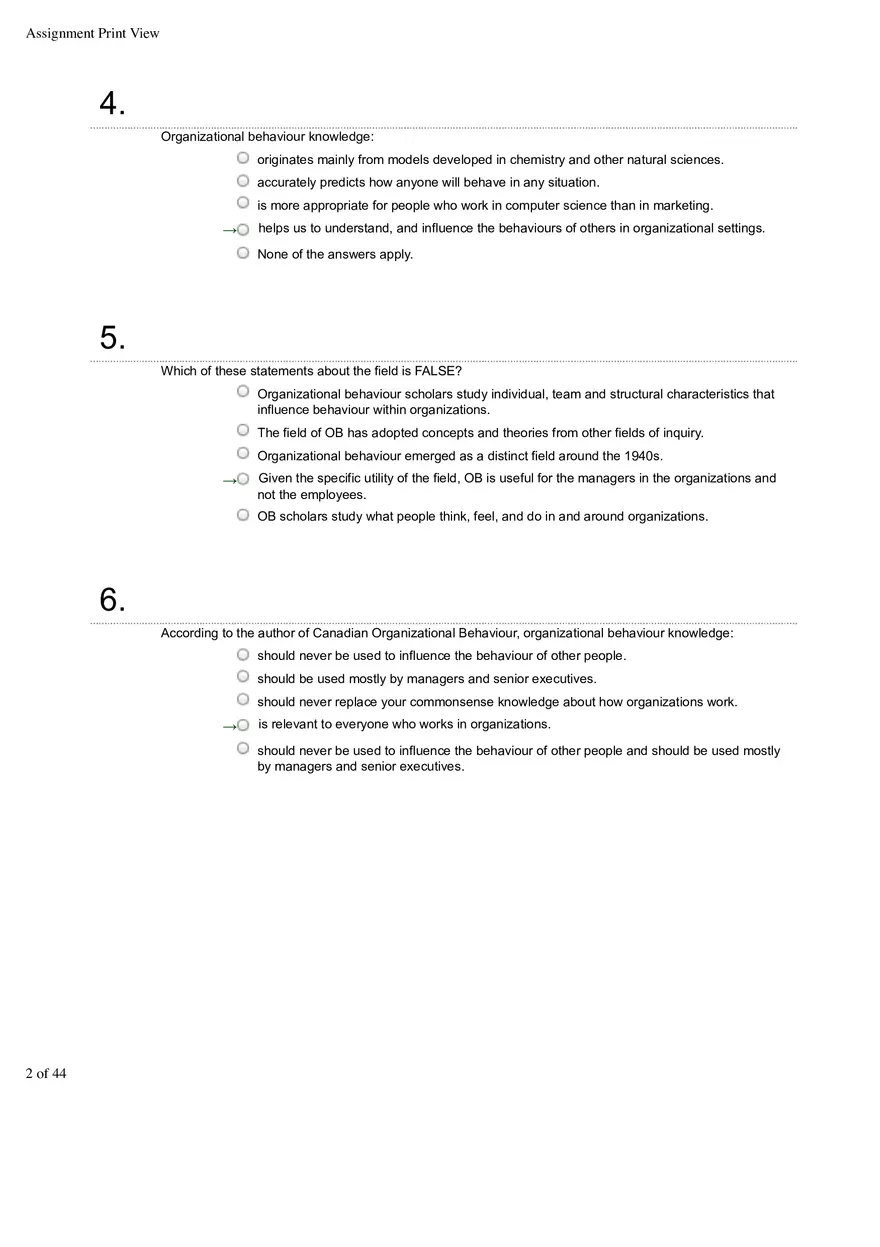 Organizational Behavior Ch 1 Multiple Choice 1 - Page 2