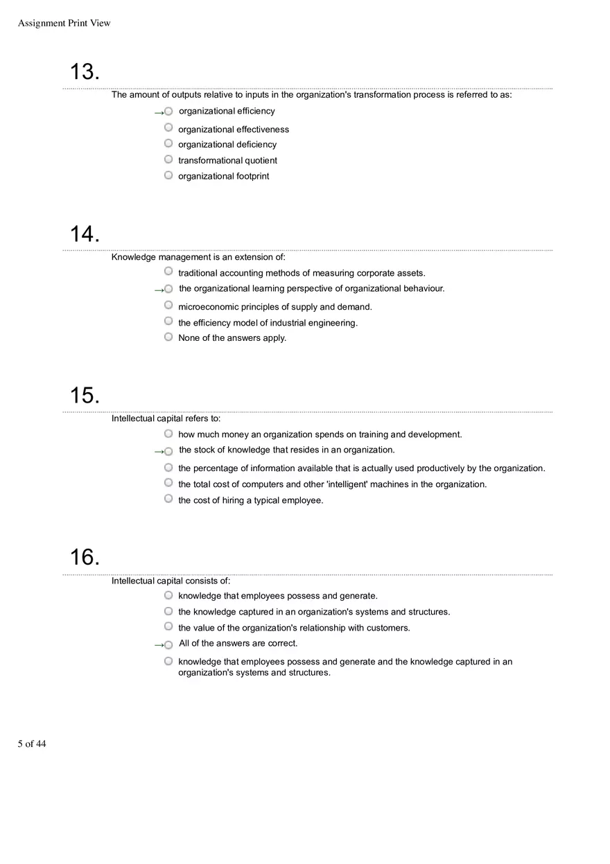 Organizational Behavior Ch 1 Multiple Choice 1 - Page 5