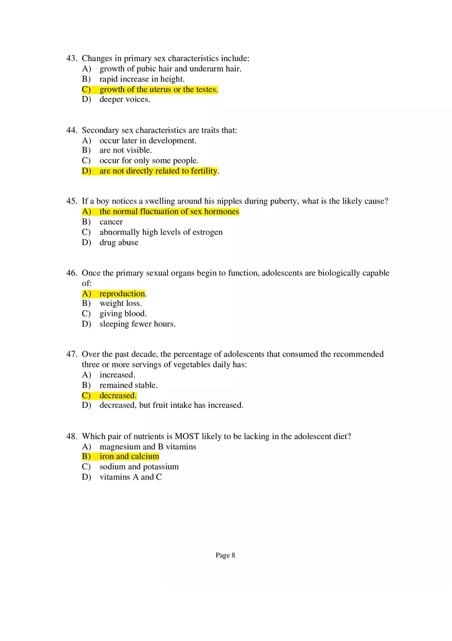 Chapter 09 Adolescence Multiple-Choice Questions 1 - Page 8