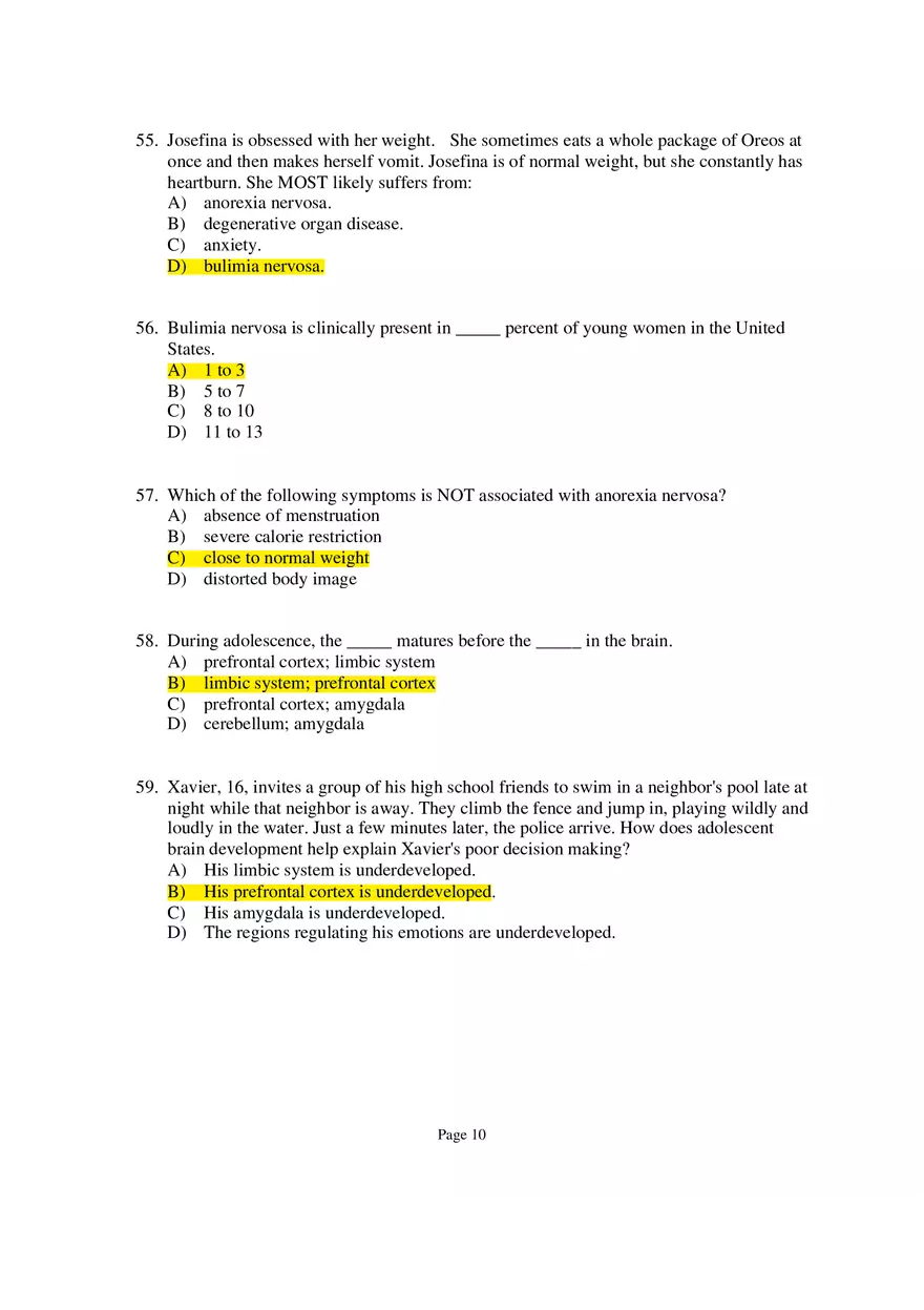 Chapter 09 Adolescence Multiple-Choice Questions 1 - Page 10