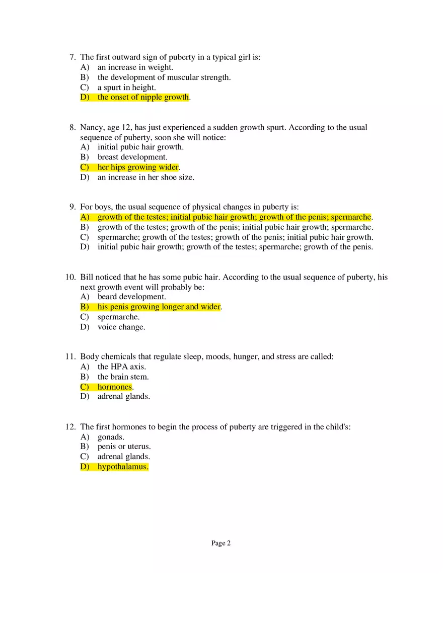 Chapter 09 Adolescence Multiple-Choice Questions 1 - Page 2
