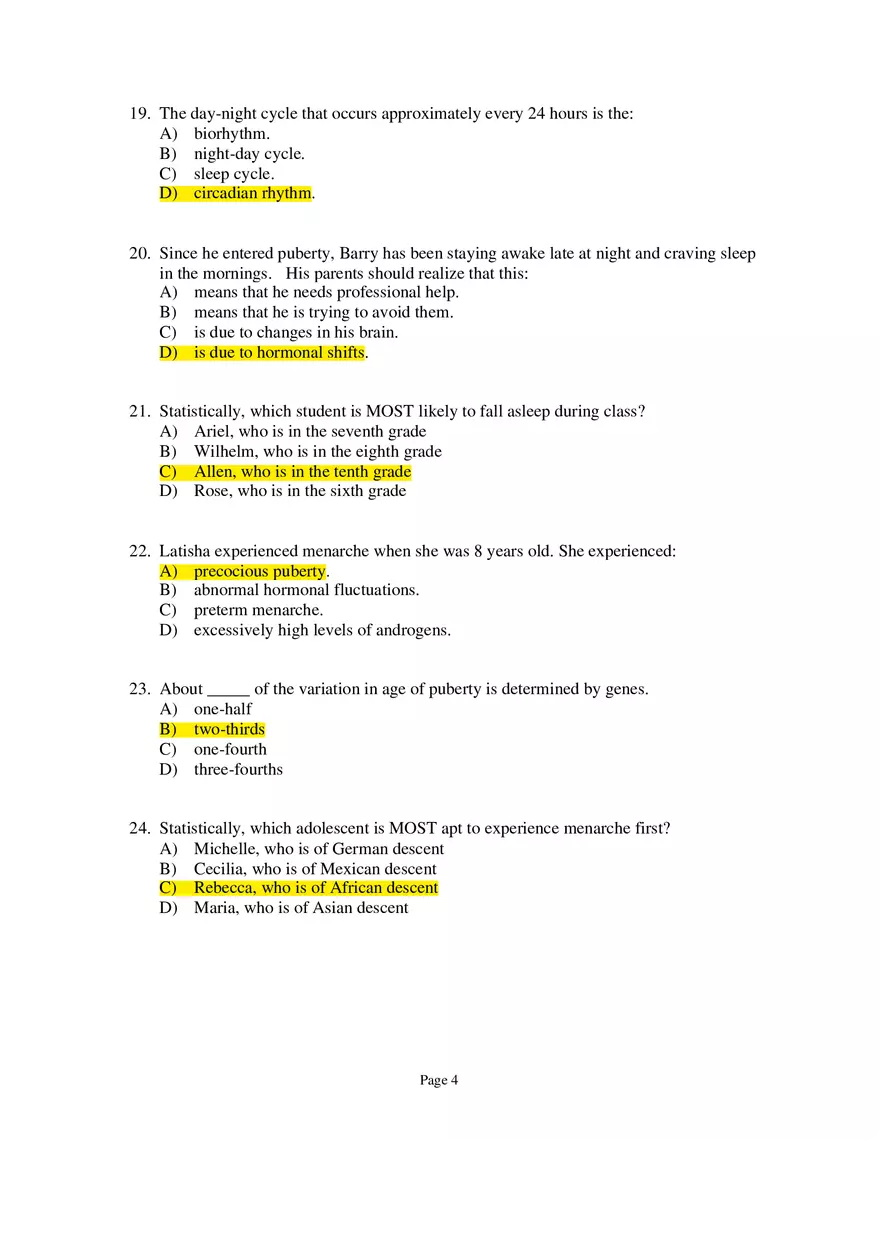 Chapter 09 Adolescence Multiple-Choice Questions 1 - Page 4