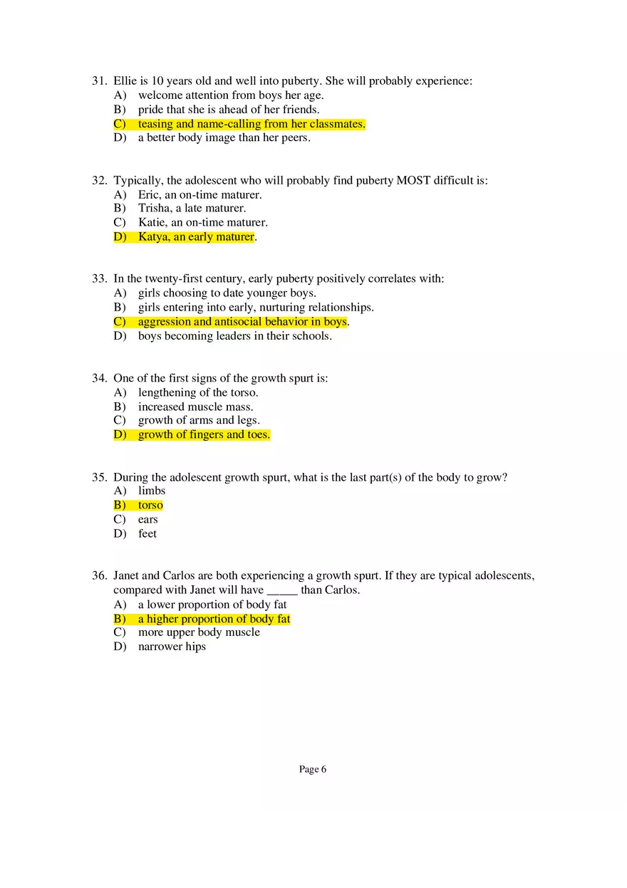 Chapter 09 Adolescence Multiple-Choice Questions 1 - Page 6