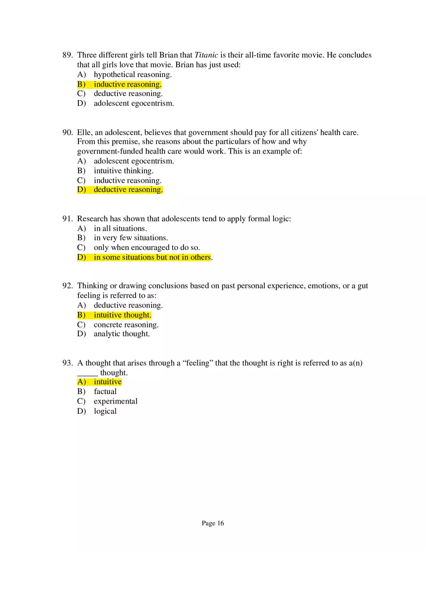 Chapter 09 Adolescence Multiple-Choice Questions 2 - Page 7