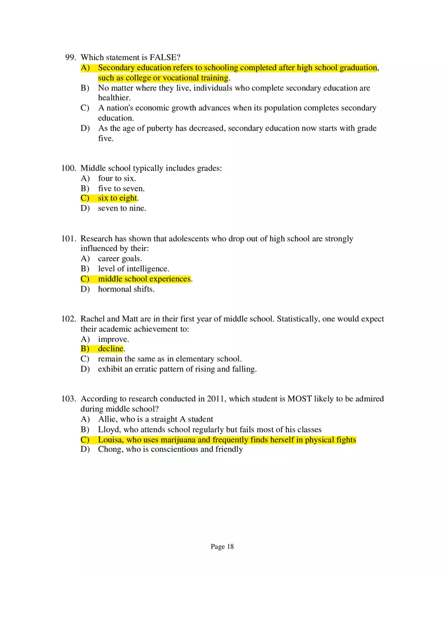 Chapter 09 Adolescence Multiple-Choice Questions 2 - Page 9