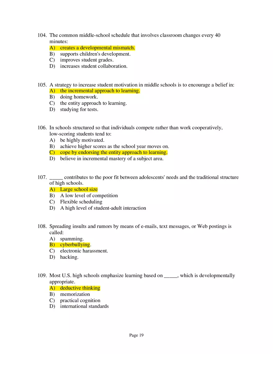 Chapter 09 Adolescence Multiple-Choice Questions 2 - Page 10
