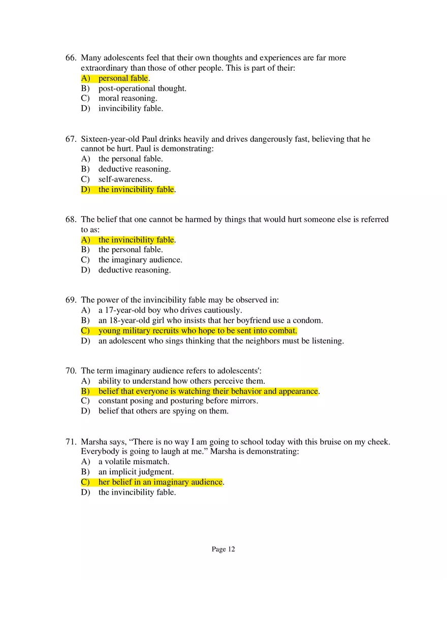Chapter 09 Adolescence Multiple-Choice Questions 2 - Page 2