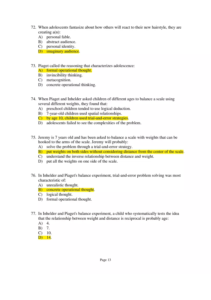 Chapter 09 Adolescence Multiple-Choice Questions 2 - Page 4