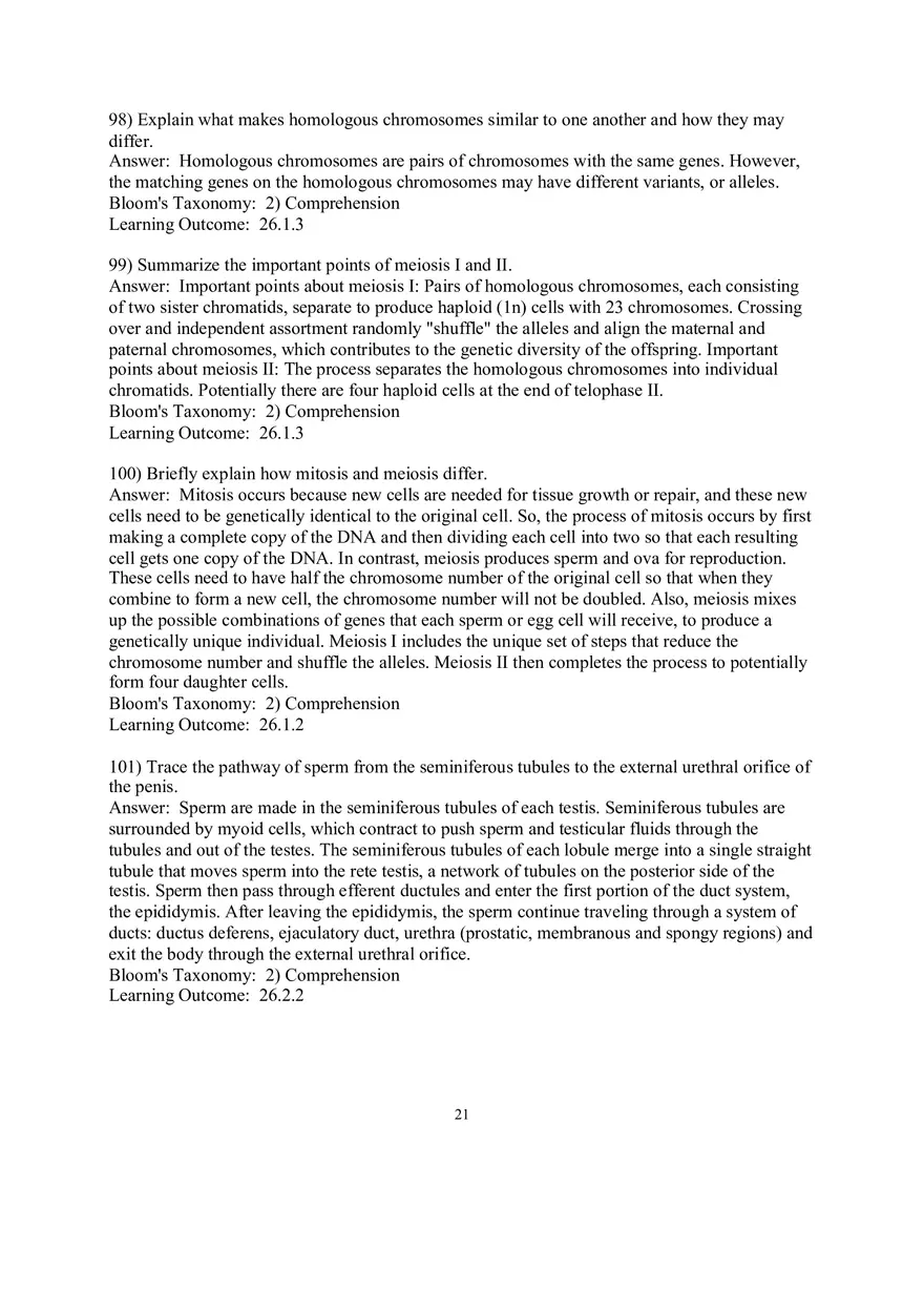 Chapter 26 The Reproductive System Answers Part 2 - Page 1