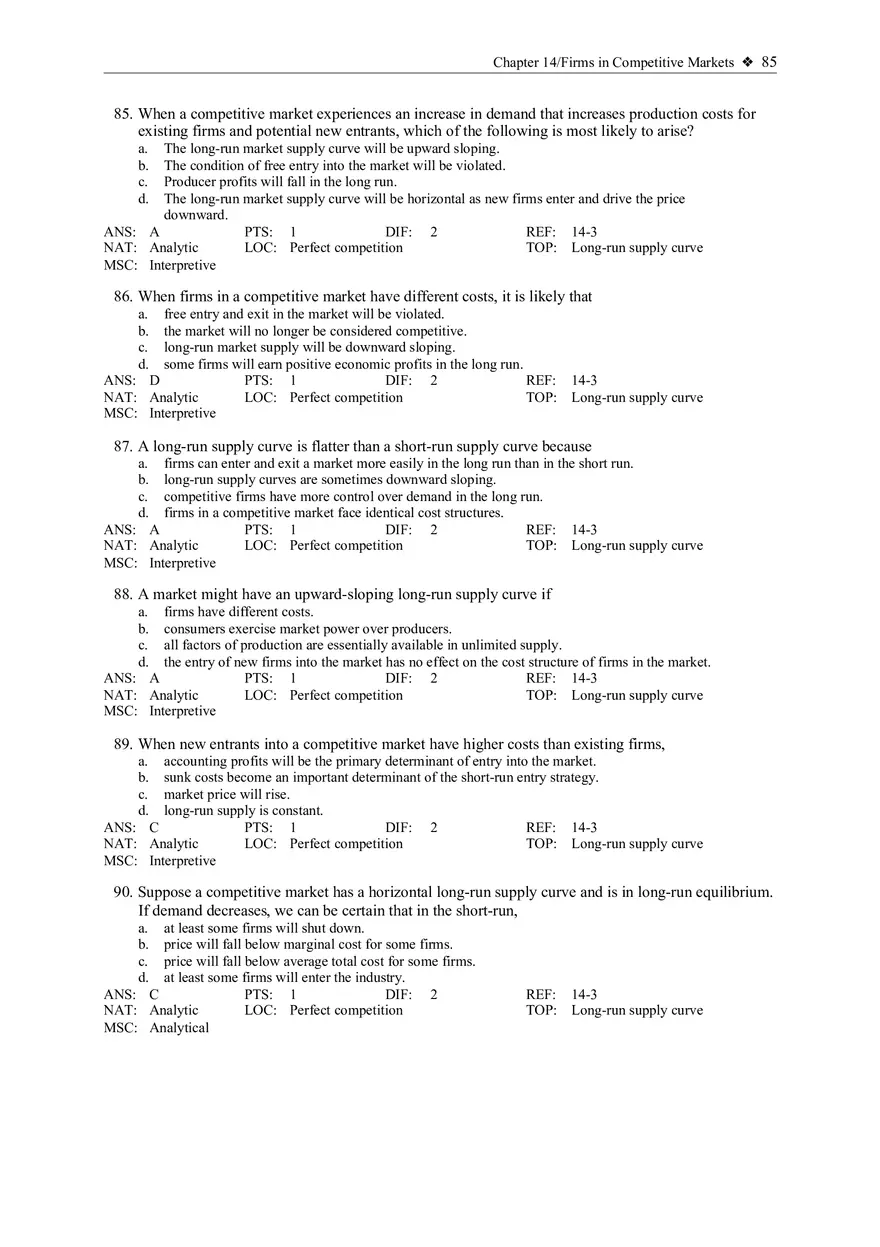 The Supply Curve in a Competitive Market - Page 12