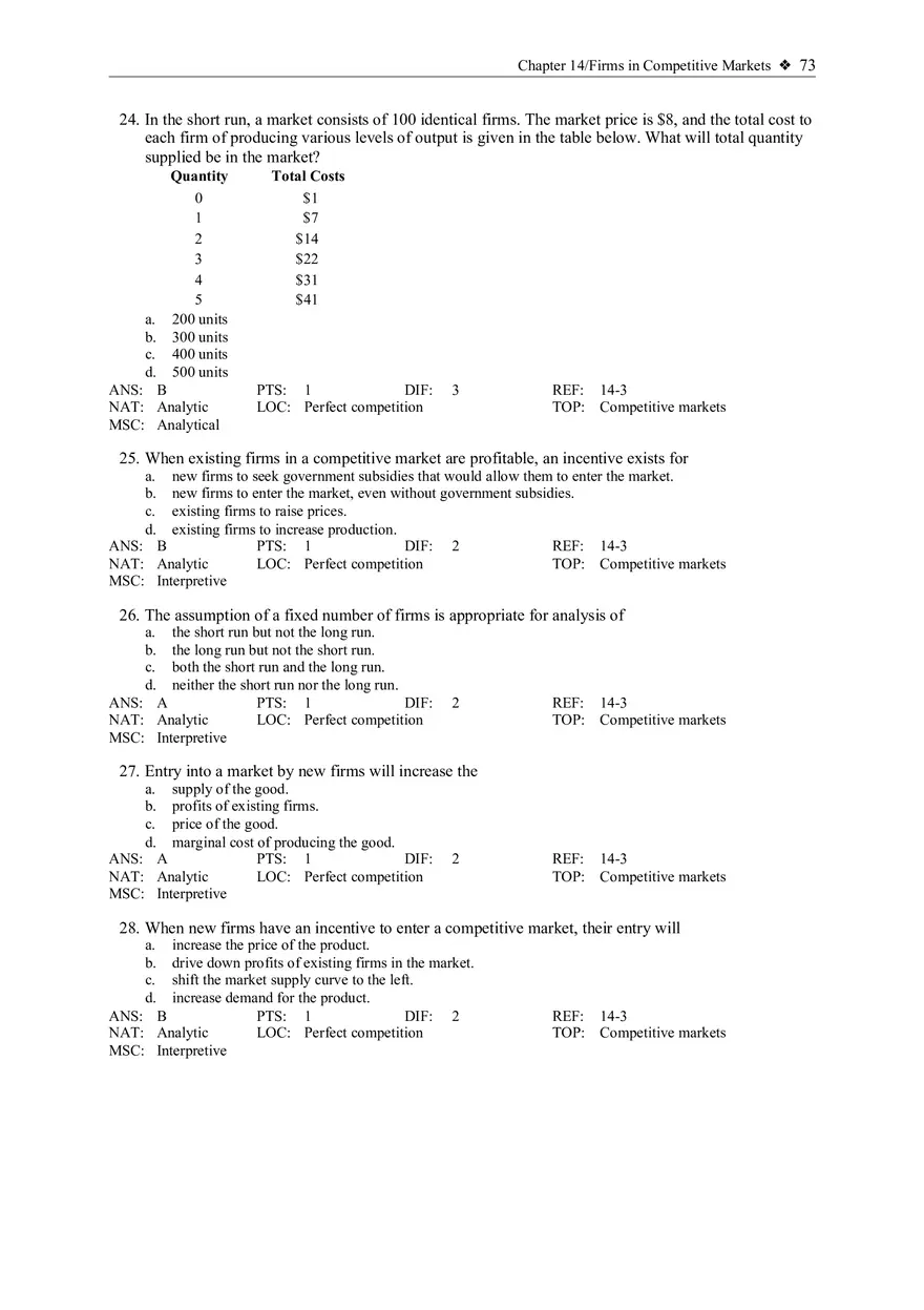 The Supply Curve in a Competitive Market - Page 22