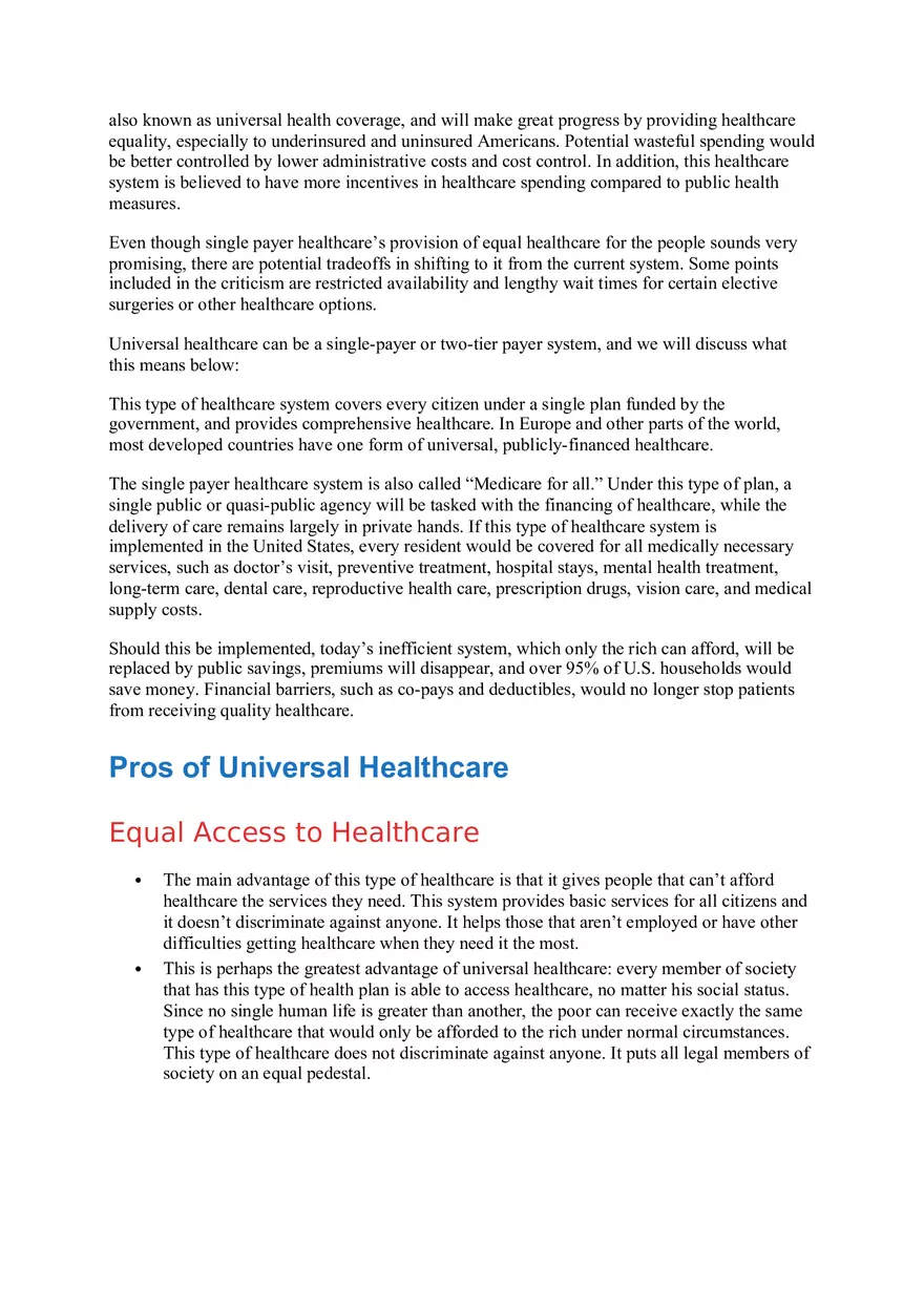 Pros and Cons of Universal Health Care - Page 13