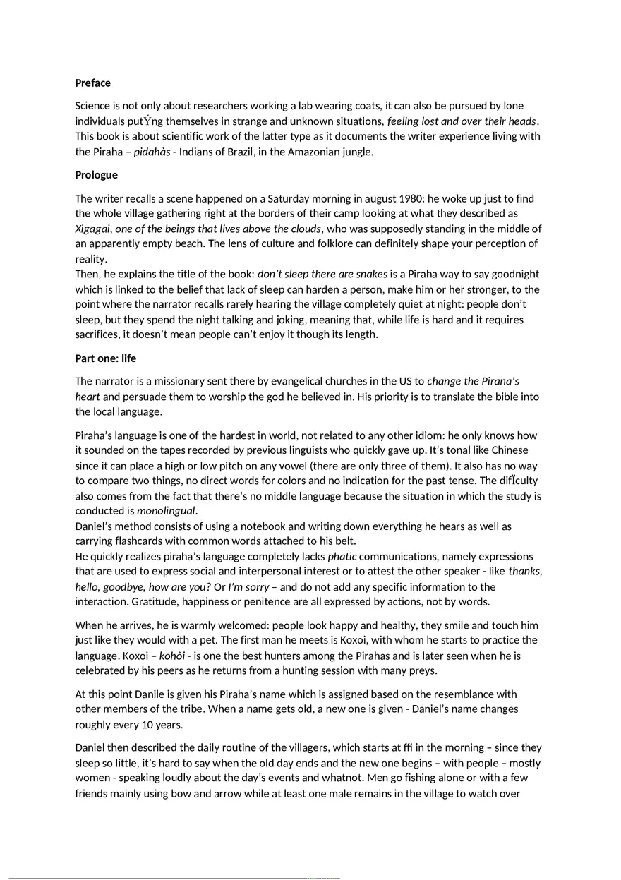 Don't Sleep, There are Snakes by Daniel Everett - Summary - Page 1