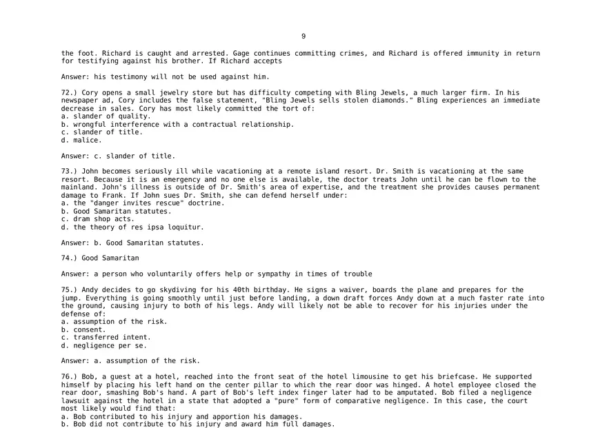 The Basic Purpose of Tort Law is to Punish Criminal Wrongdoers - Page 9