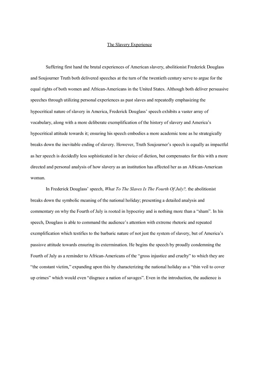 The Slavery Experience - Page 1