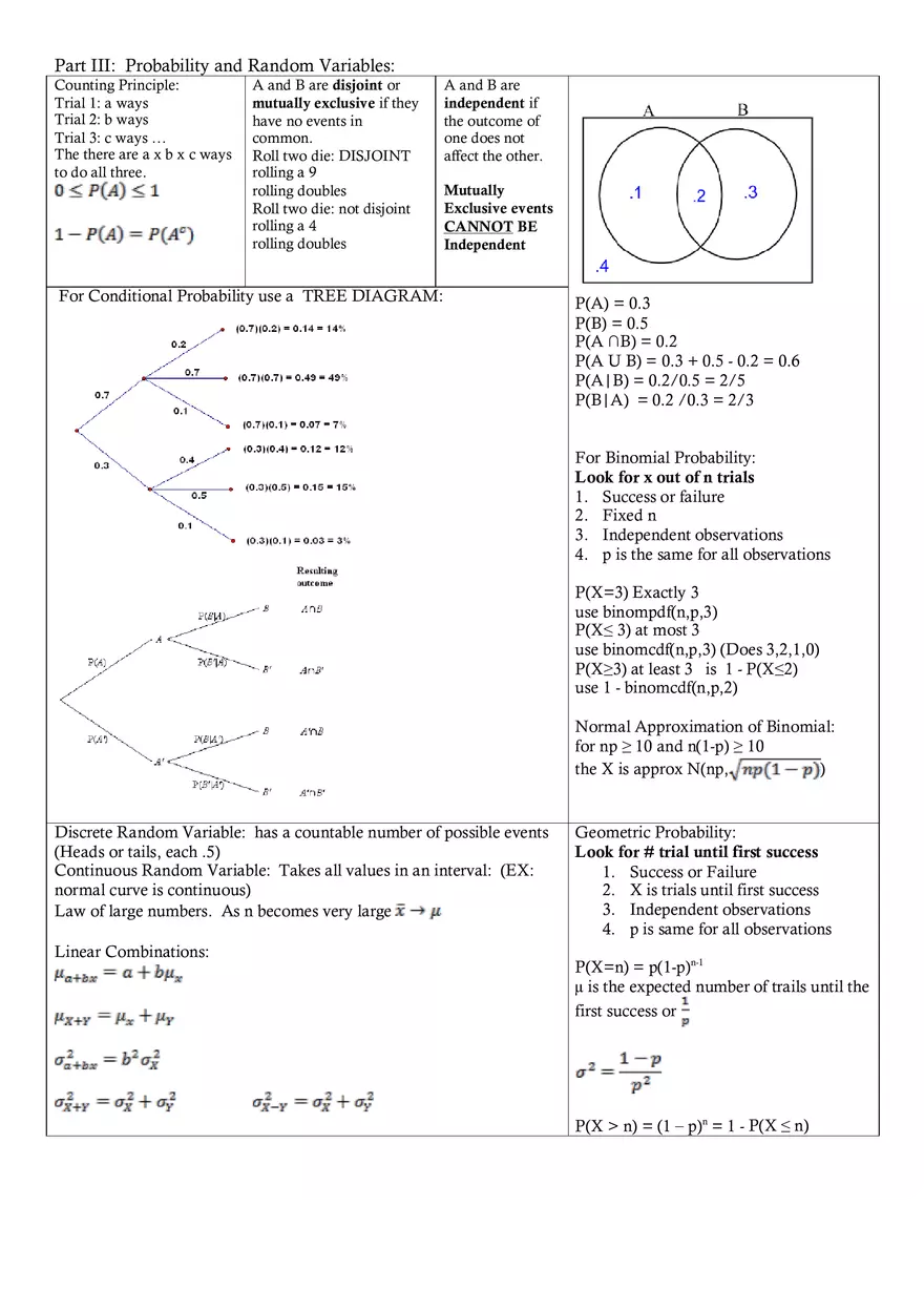 Statistics Formula Sheet Part 3 - Page 1