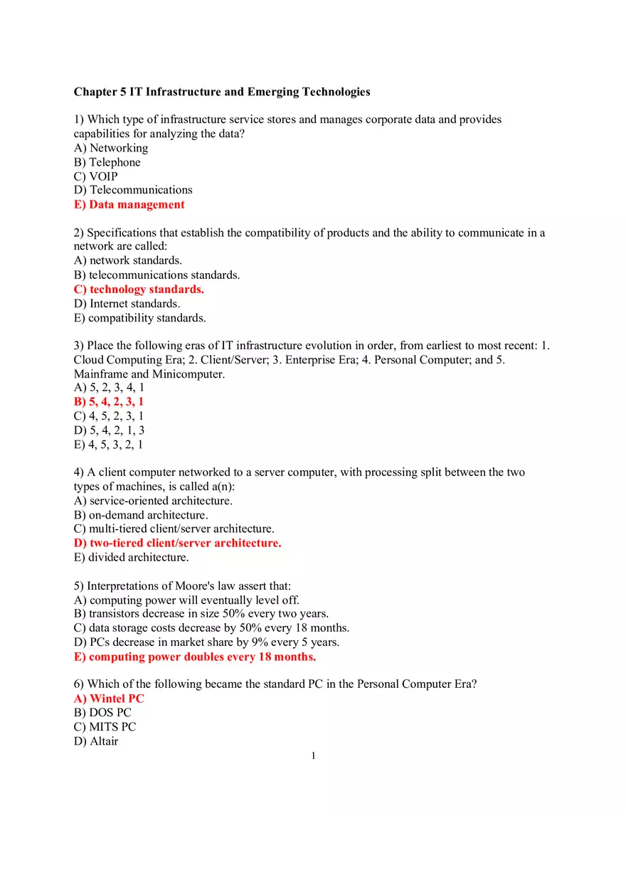 Chapter 5 IT Infrastructure and Emerging Technologies - Page 1