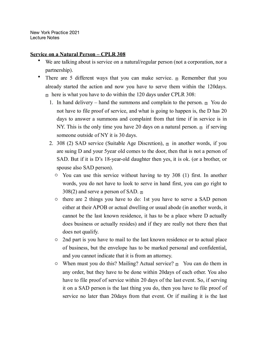 Service on a Natural Person - Page 1