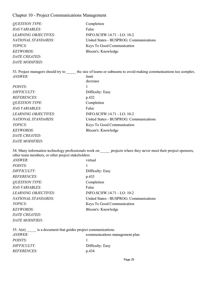 Chapter 10 - Project Communications Management Multiple Choice - Page 8