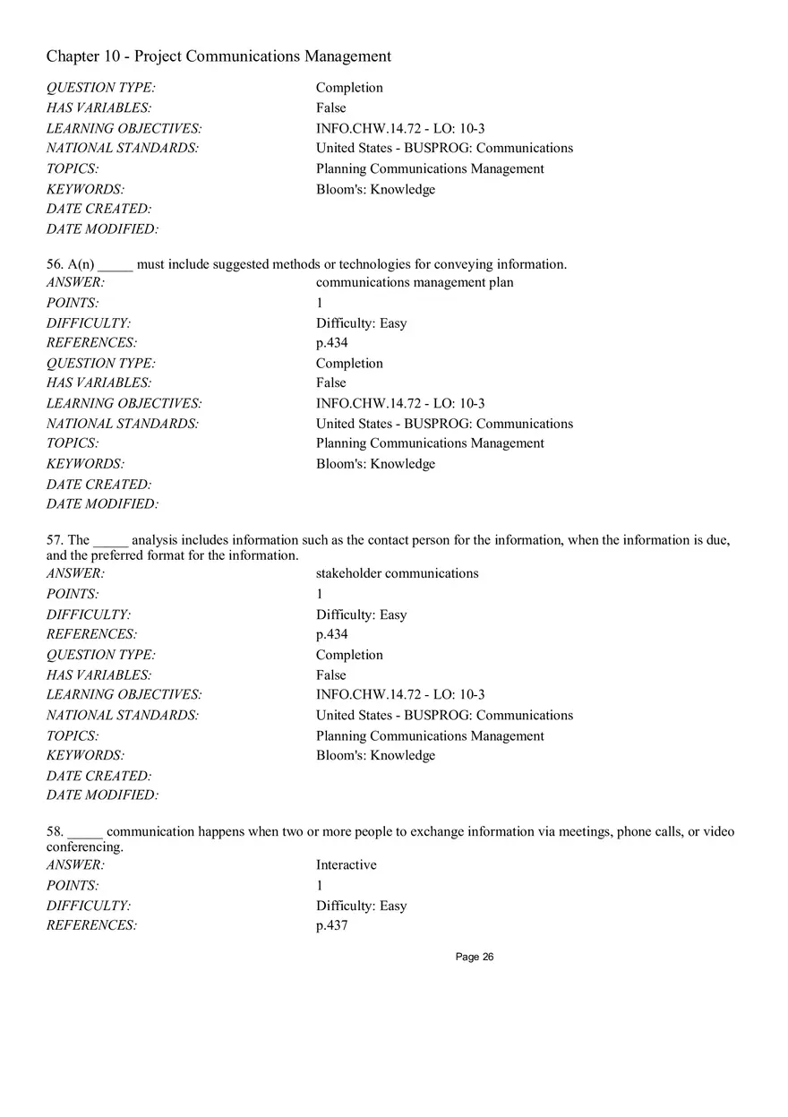 Chapter 10 - Project Communications Management Multiple Choice - Page 9
