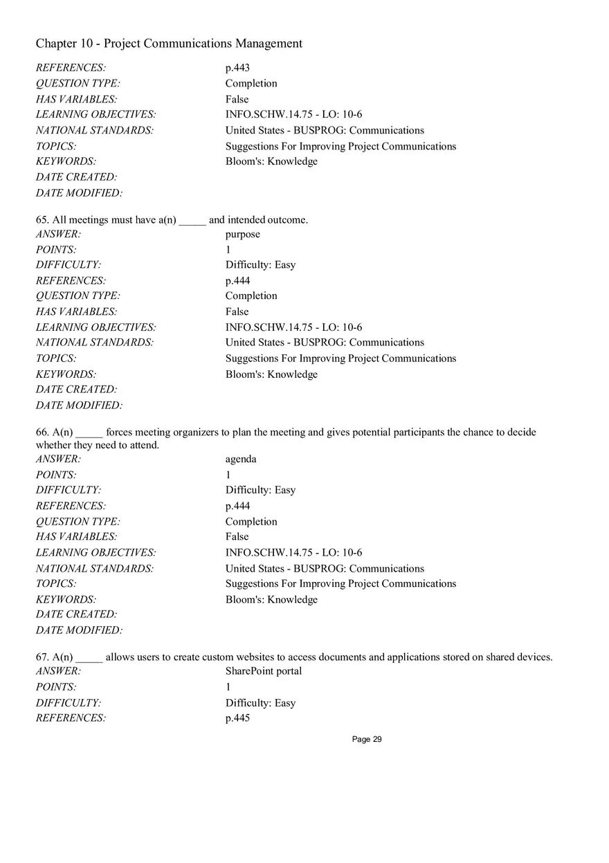 Chapter 10 - Project Communications Management Multiple Choice - Page 12