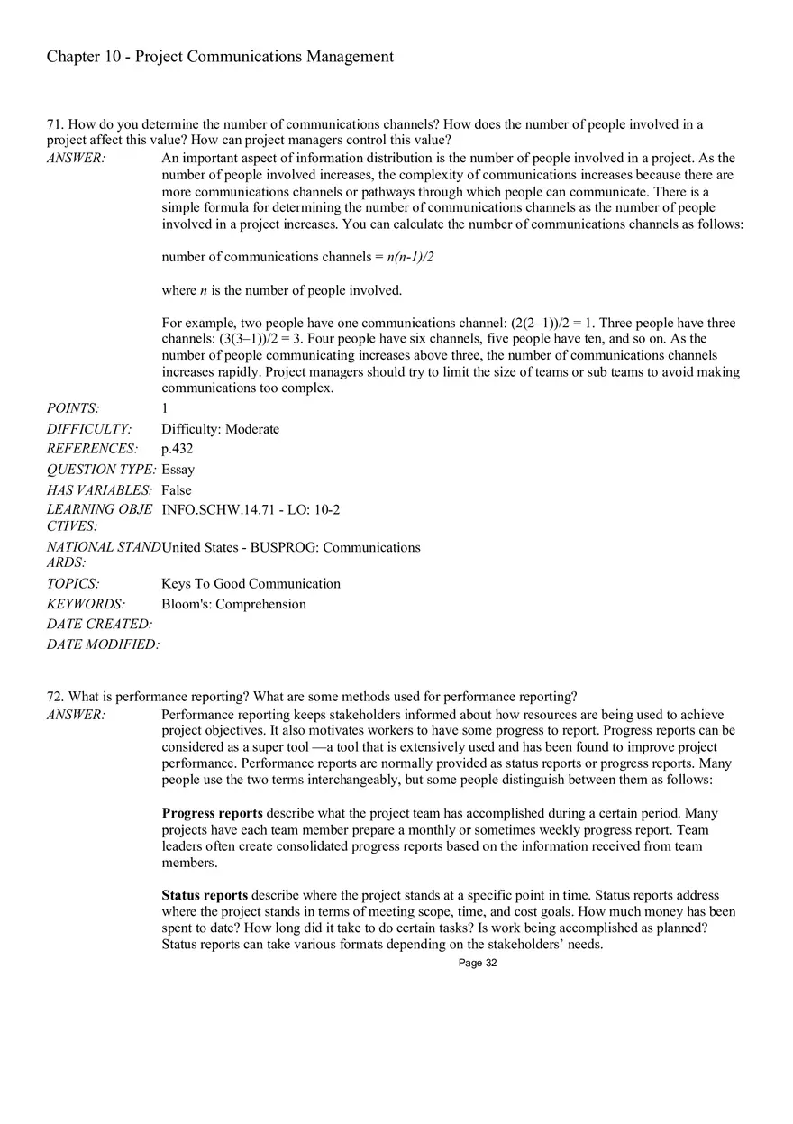 Chapter 10 - Project Communications Management Multiple Choice - Page 16