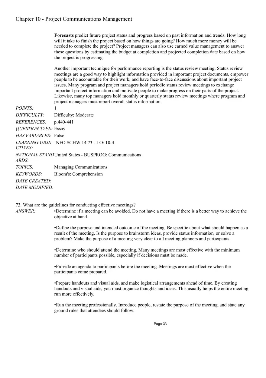 Chapter 10 - Project Communications Management Multiple Choice - Page 17
