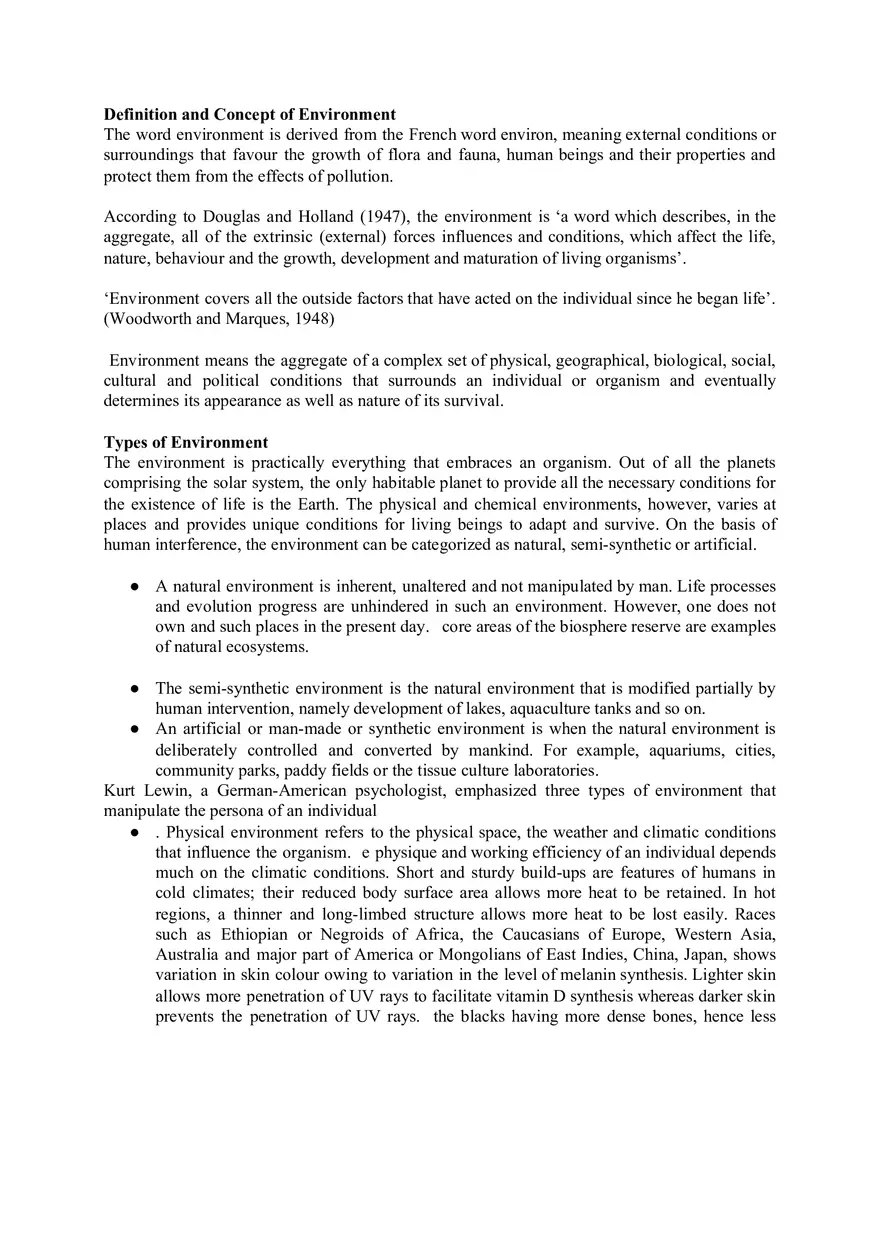 Definition and Concept of Environment - Page 1