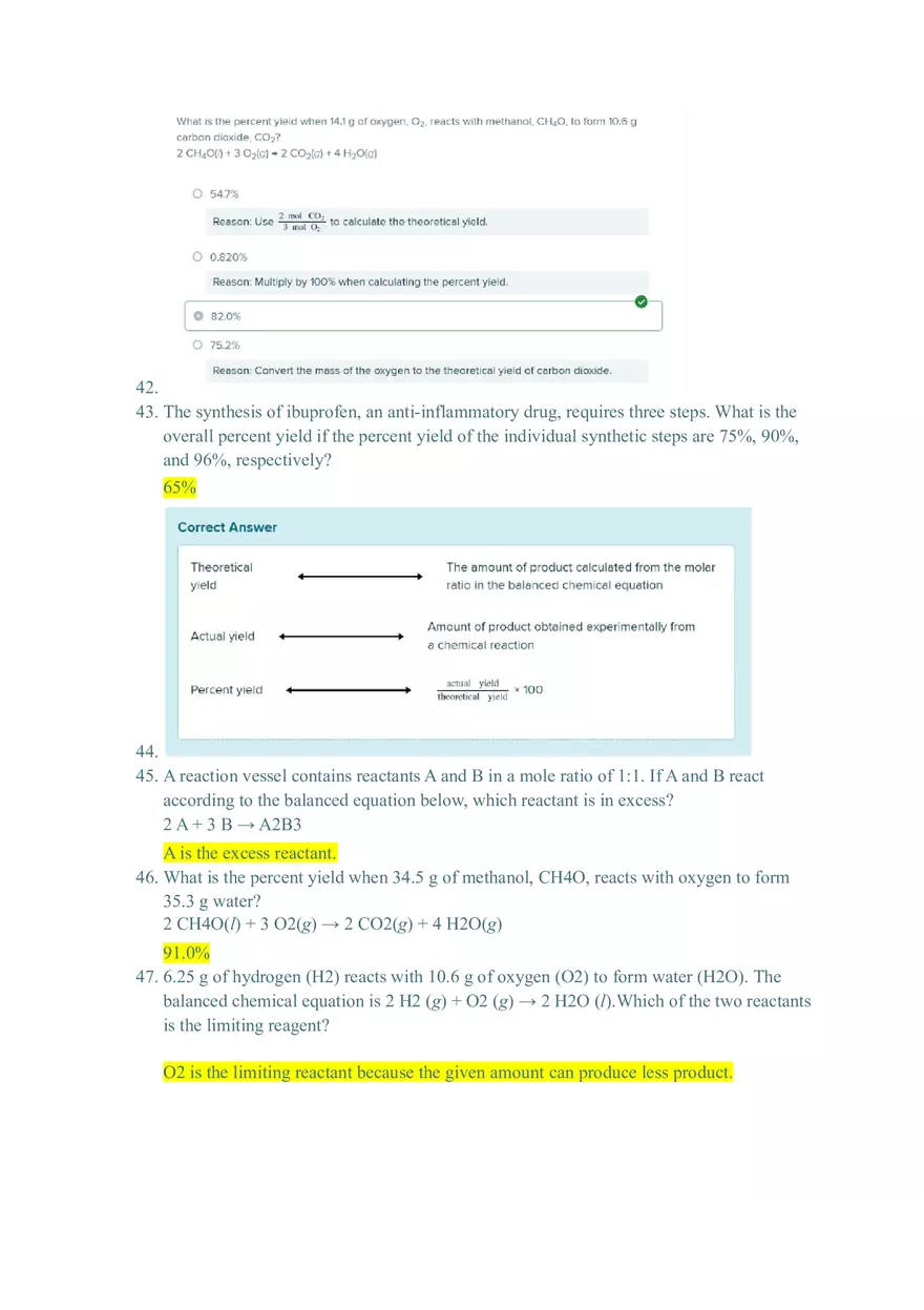 Which Statement Correctly Describes the Actual Yield and the Theoretical Yield of a Reaction - Page 6