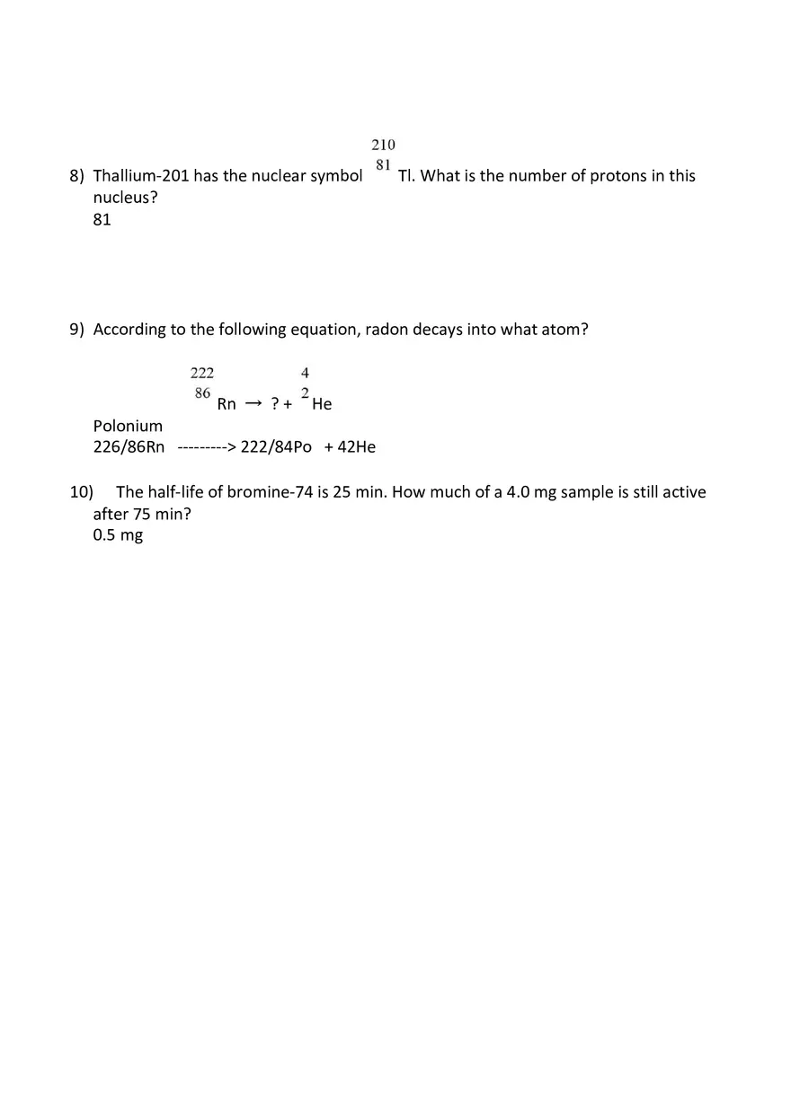 Nuclear Chemistry Worksheet - Page 2