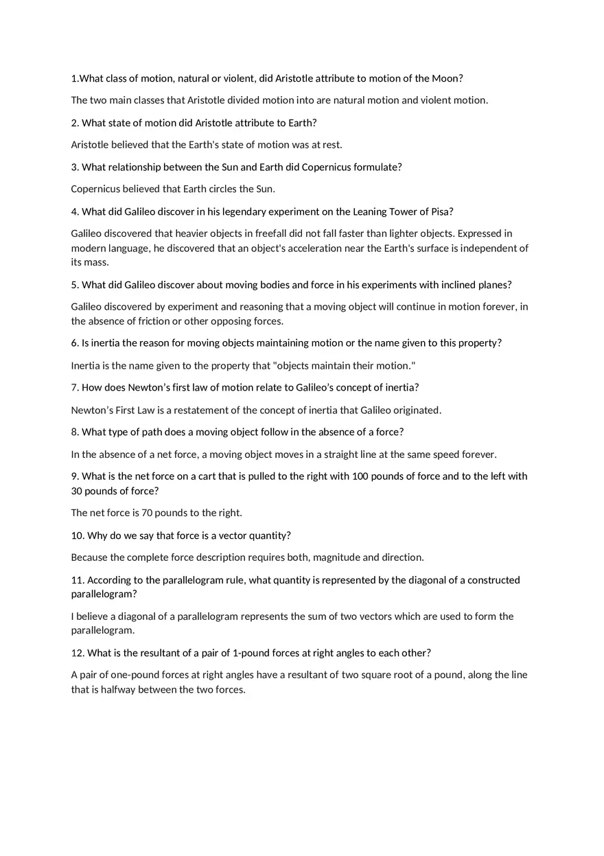 What Class of Motion, Natural or Violent, Did Aristotle Attribute to Motion of the Moon - Page 1