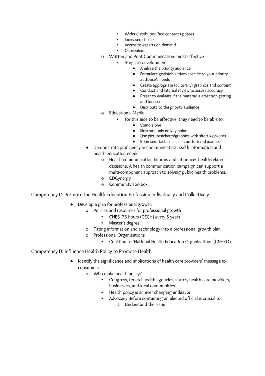 Area of Responsibility VII Communicate and Advocate for Health and Health Education - Page 5