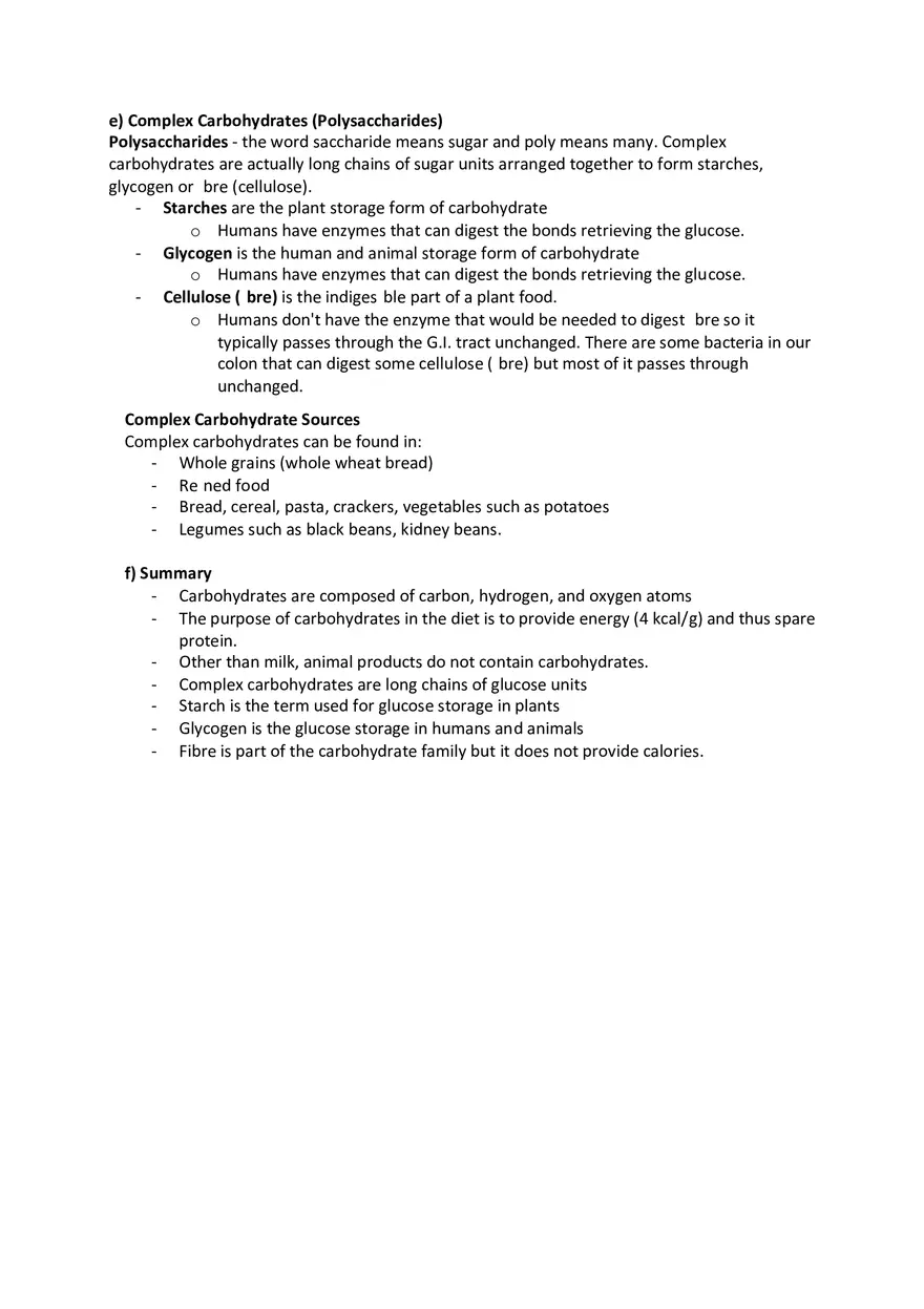 Carbohydrates Sugars, Starch, Glycogen and Fibre - Page 3