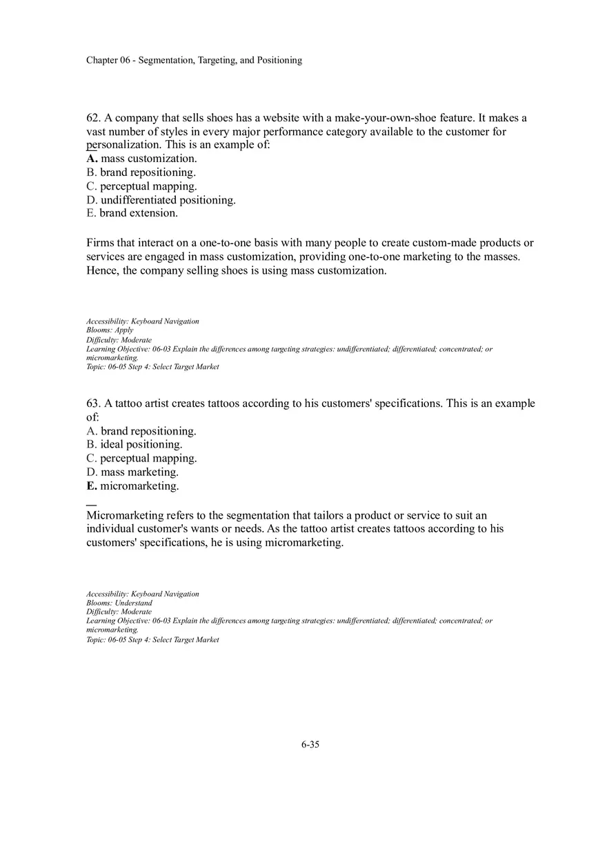 Segmentation, Targeting, and Positioning Multiple Choice  Part 4 - Page 2