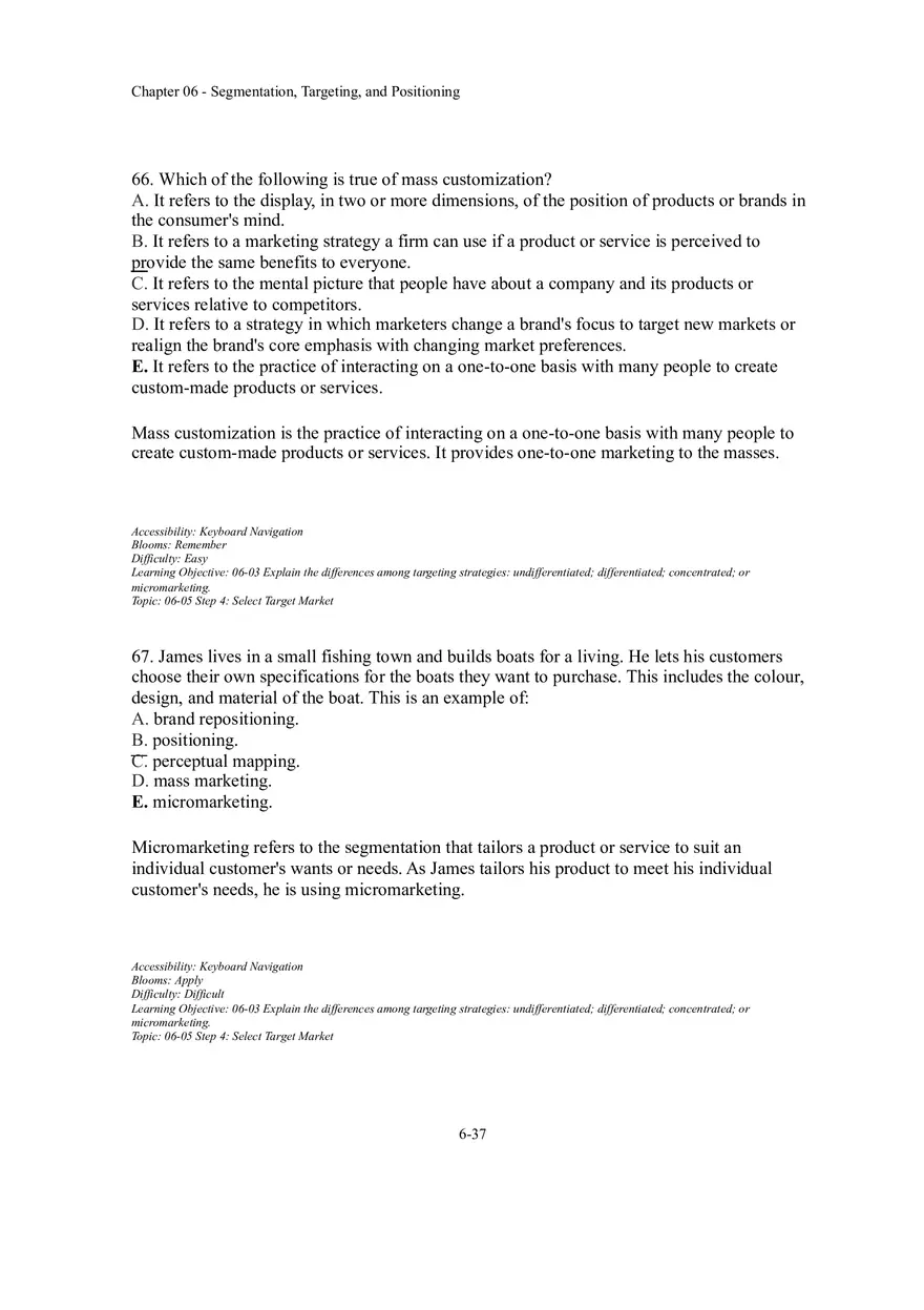 Segmentation, Targeting, and Positioning Multiple Choice  Part 4 - Page 4