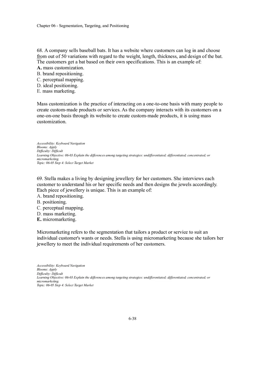 Segmentation, Targeting, and Positioning Multiple Choice  Part 4 - Page 5