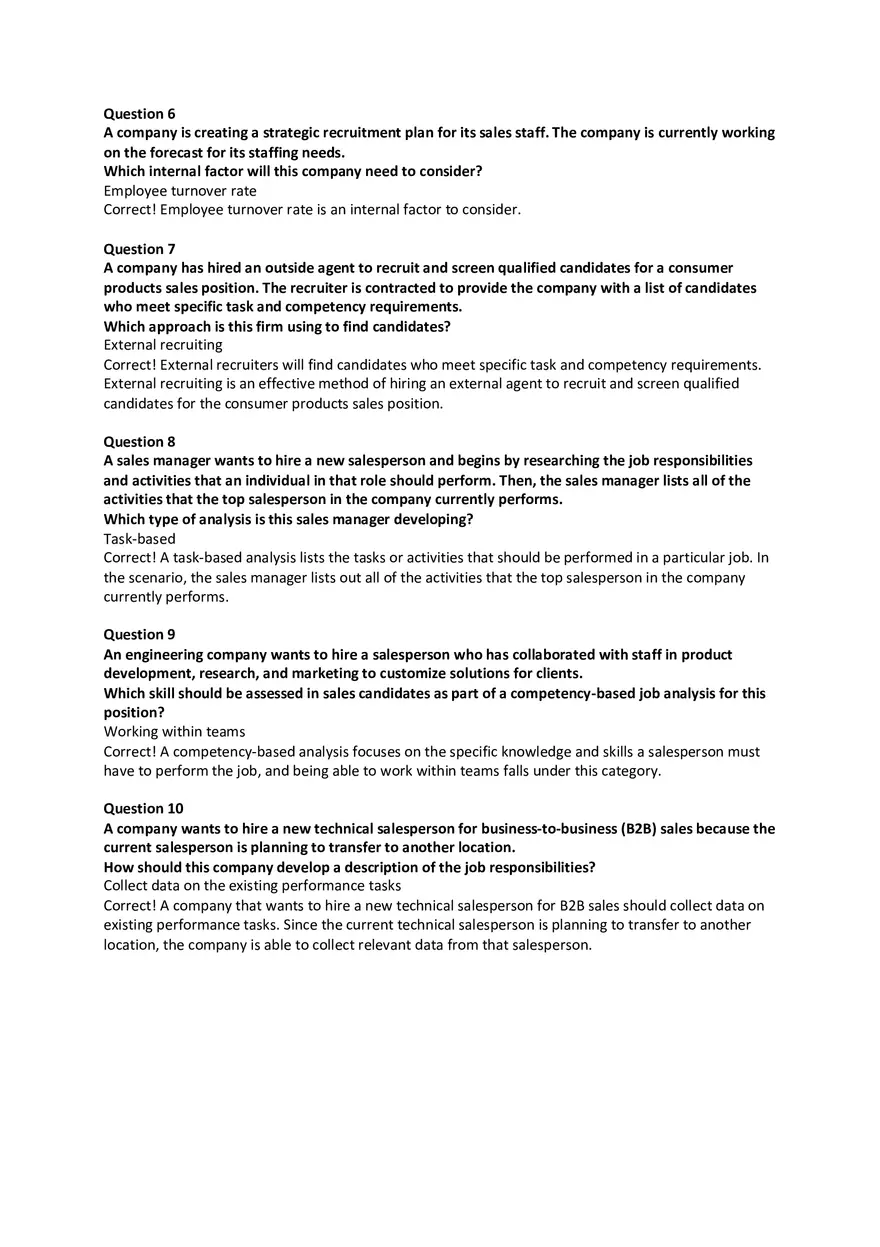 Unit 5 Organizing a Sales Force Test - Page 2