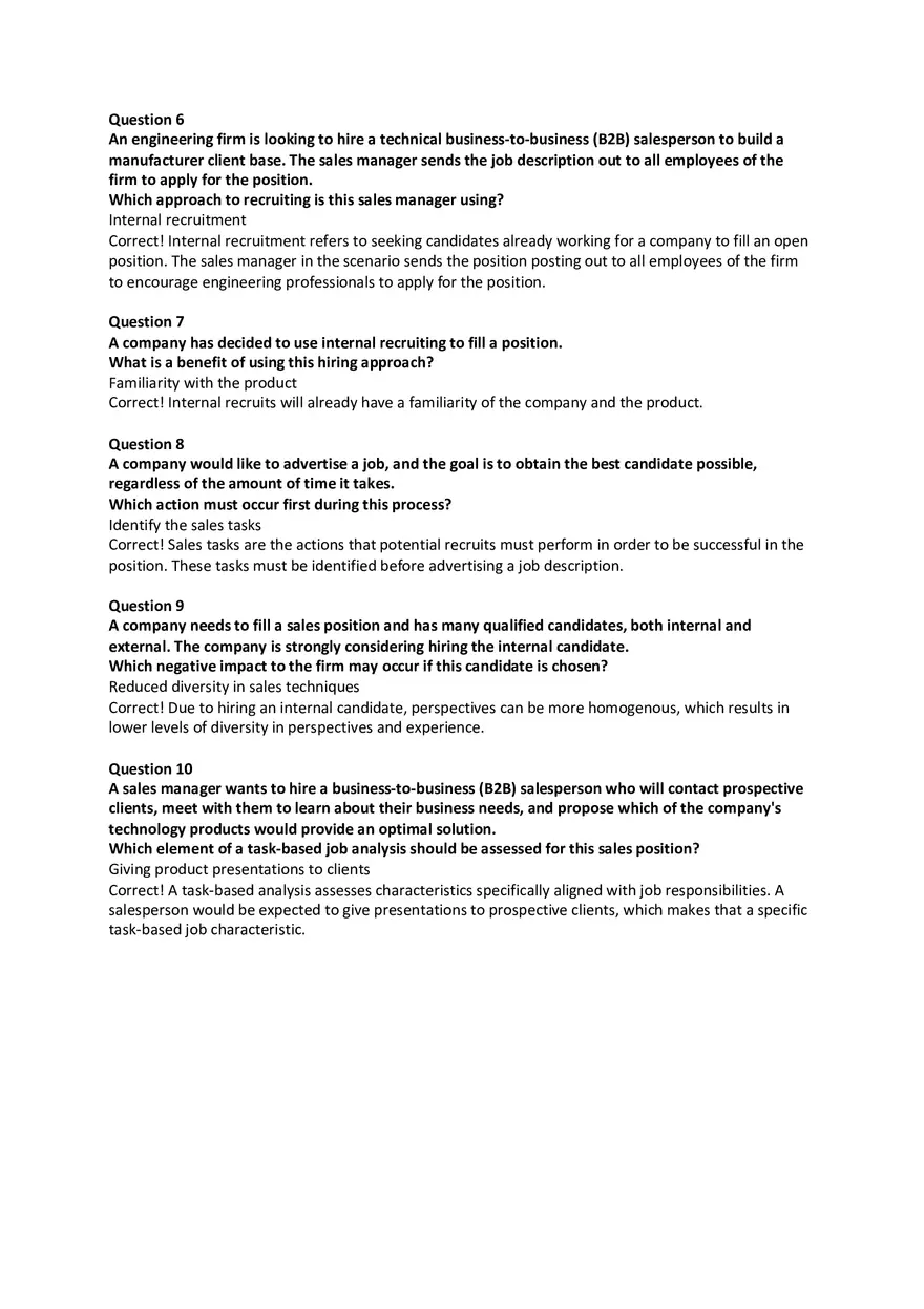 Unit 5 Organizing a Sales Force Test - Page 4