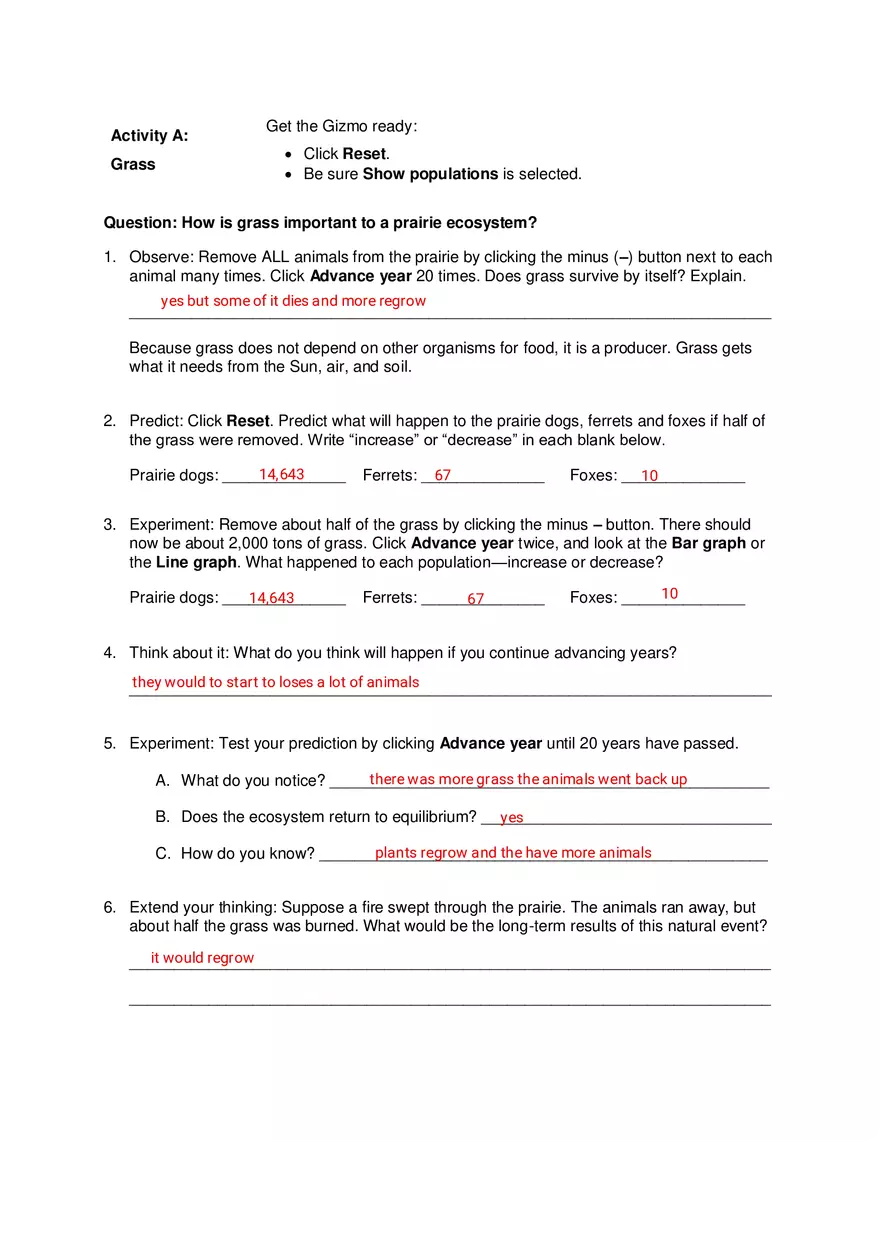Student Exploration Prairie Ecosystem - Page 2