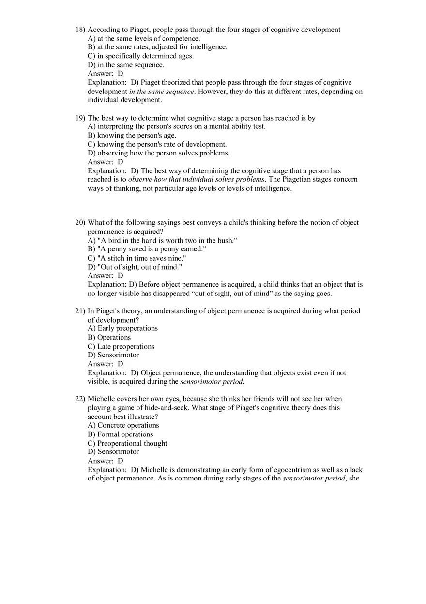 Cognitive Development and Language Multiple Choice - Page 8