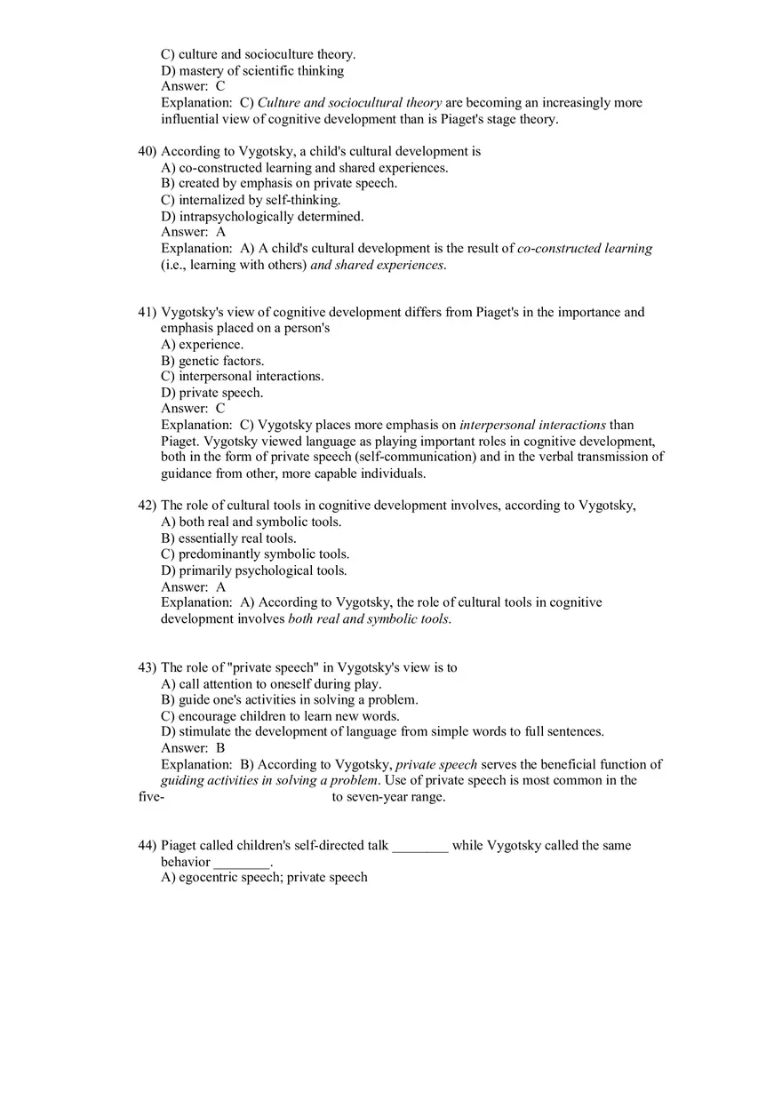 Cognitive Development and Language Multiple Choice - Page 13