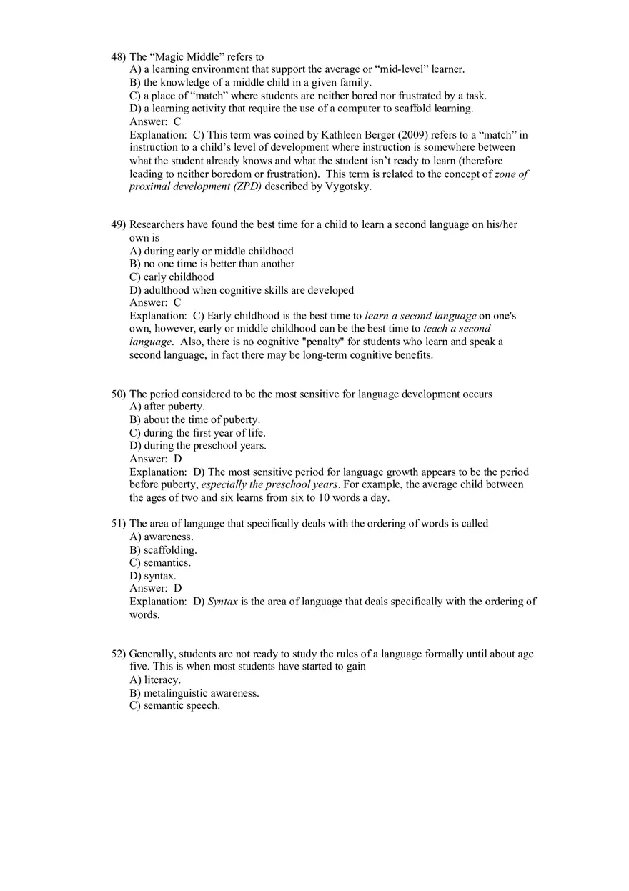 Cognitive Development and Language Multiple Choice - Page 4