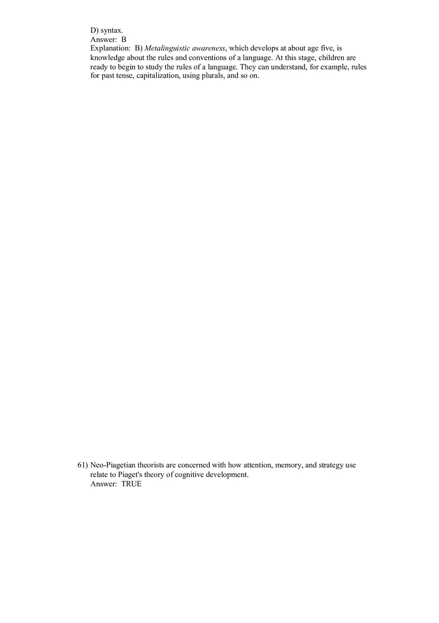 Cognitive Development and Language Multiple Choice - Page 5